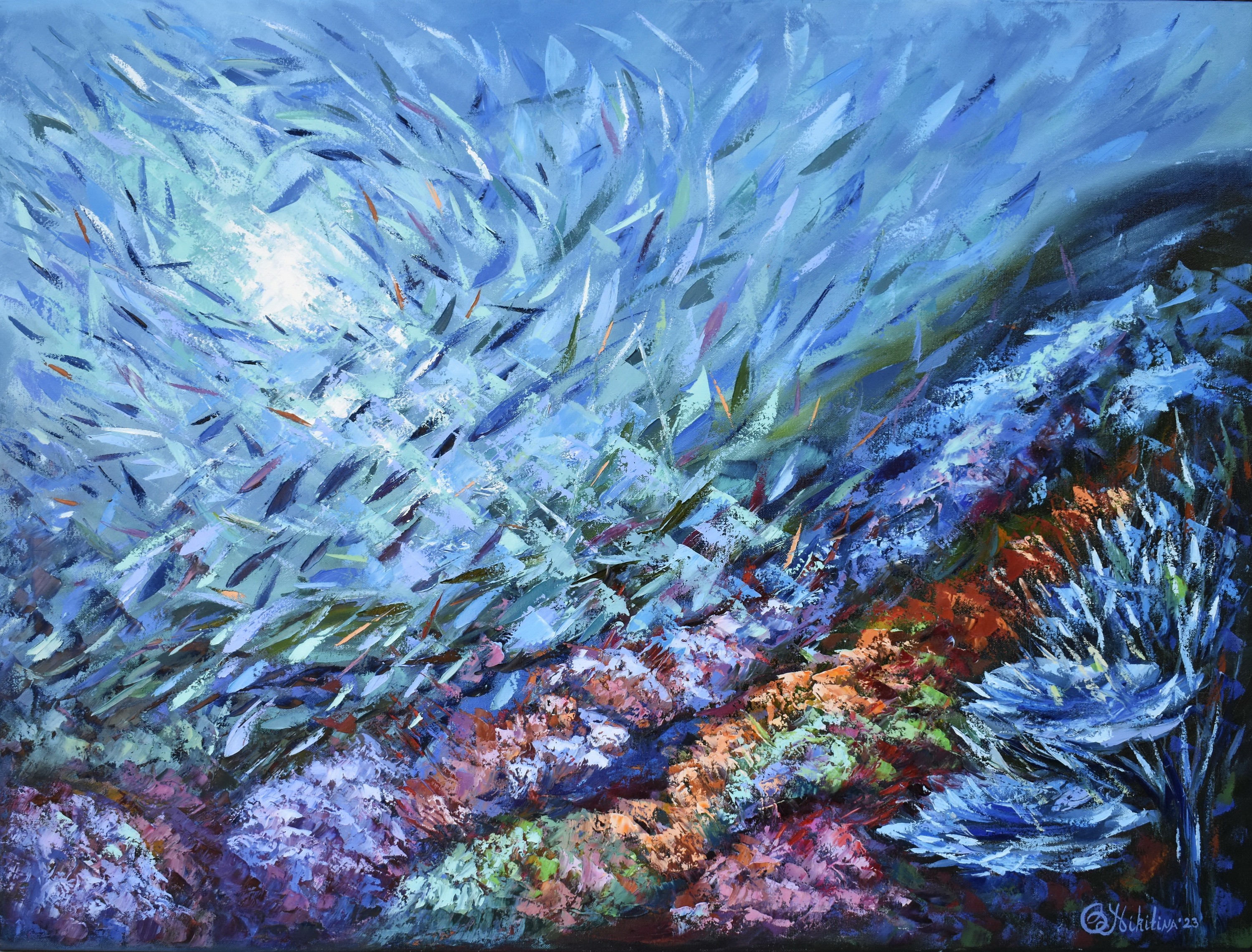 Olga Nikitina, Coral Reef Painting Ocean Art Underwater Seascape Original Painting Olga Nikitina, Coral Reef Painting Ocean Art Underwater Seascape Original Painting