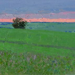 Gemälde, Sunset in a pea field, Simon Kozhin