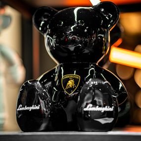 Sculpture, 35cm Teddy Lamborghini Tribute, black, Naor