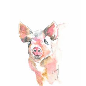 Fine Art Drawings, My little pink pig !, Noël Granger
