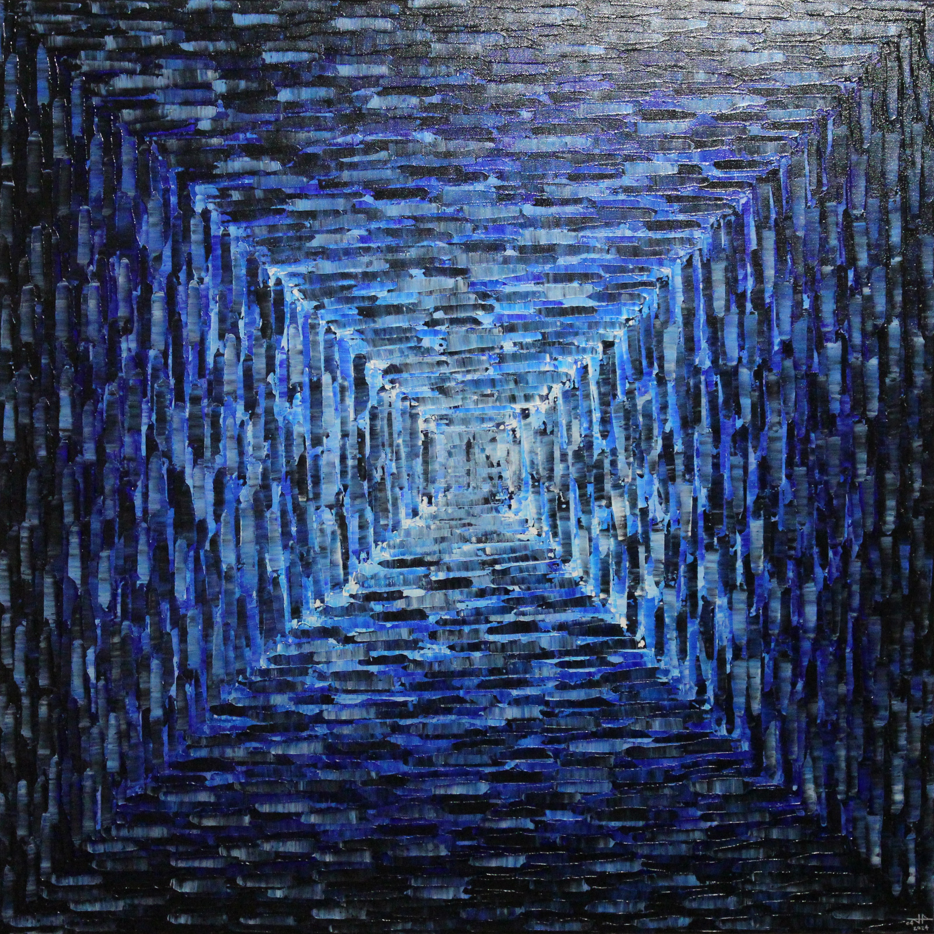 Jonathan Pradillon, Grand dégradé carré blanc bleu sombre Jonathan Pradillon, Grand dégradé carré blanc bleu sombre