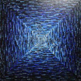 Peinture, Grand dégradé carré blanc bleu sombre, Jonathan Pradillon