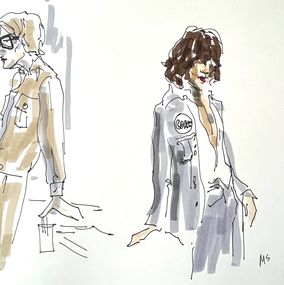 Dibujo, Study for Yves Saint Laurent and Mick Jagger. From the Fashion series, Manuel Santelices