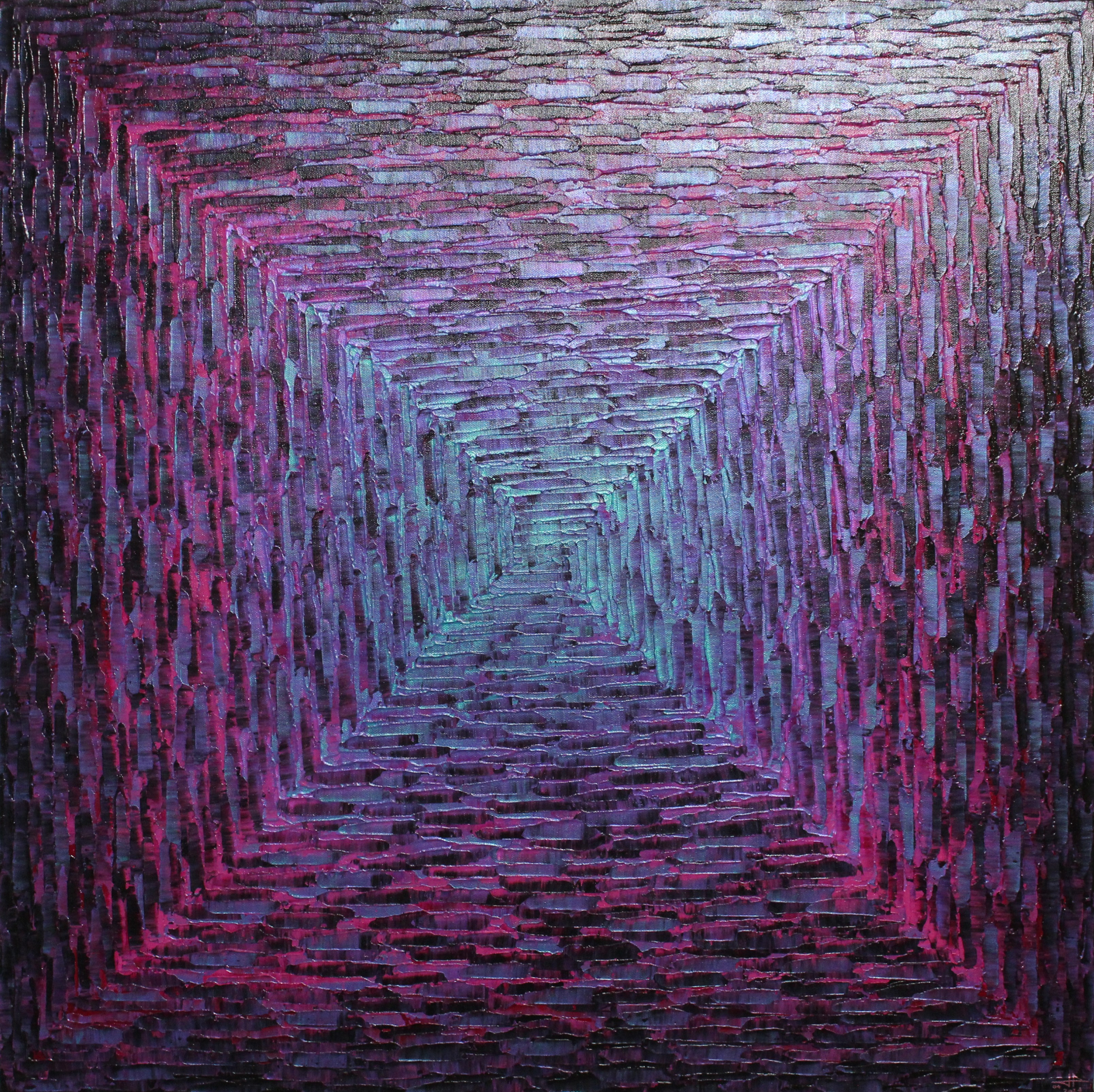 Jonathan Pradillon, Grand dégradé carré bleu rose irisé Jonathan Pradillon, Grand dégradé carré bleu rose irisé