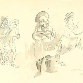 Fine Art Drawings, Medieval Concert, Mino Maccari