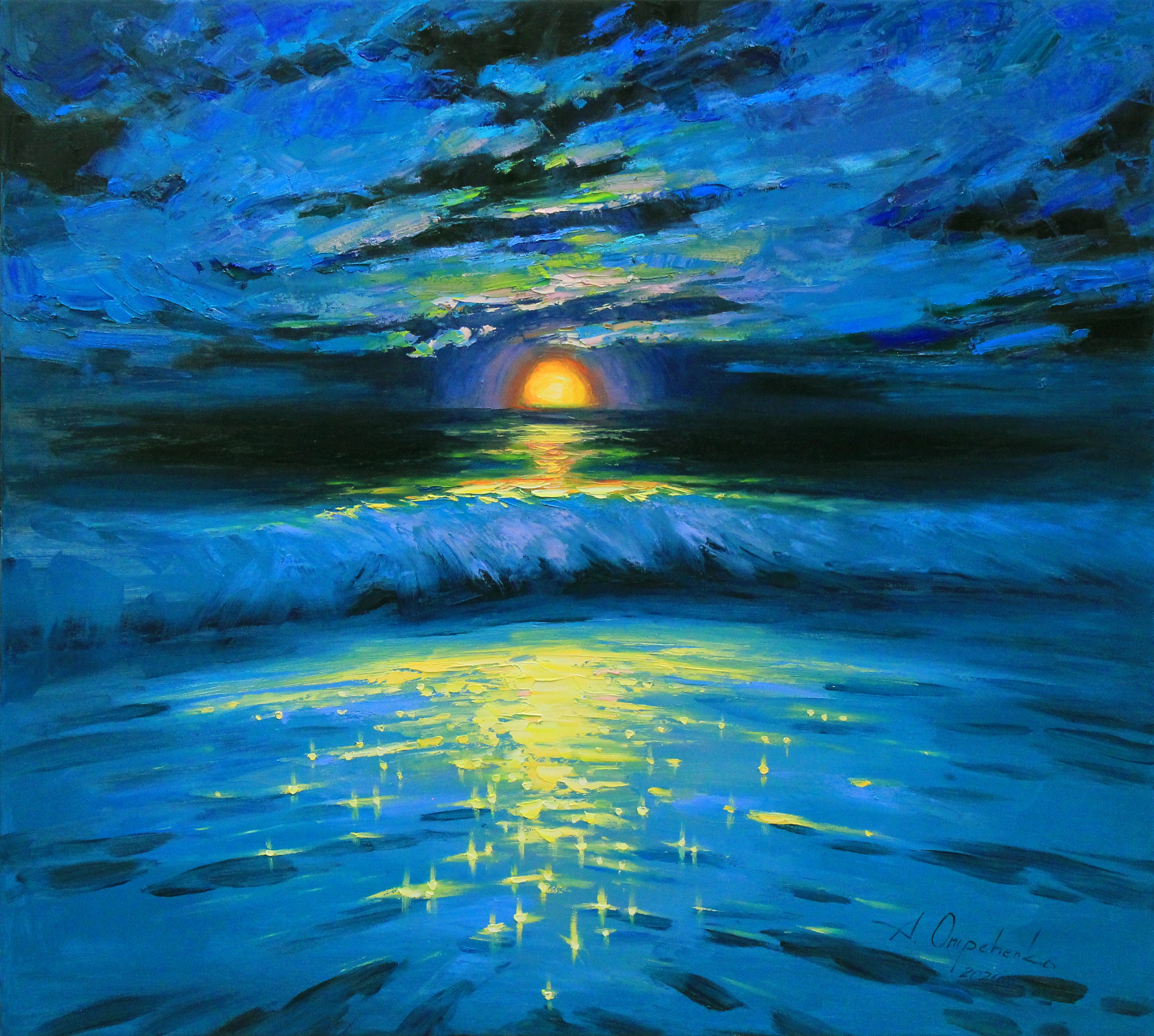 Alisa Onipchenko-Cherniakovska, Moonrise in blue Alisa Onipchenko-Cherniakovska, Moonrise in blue