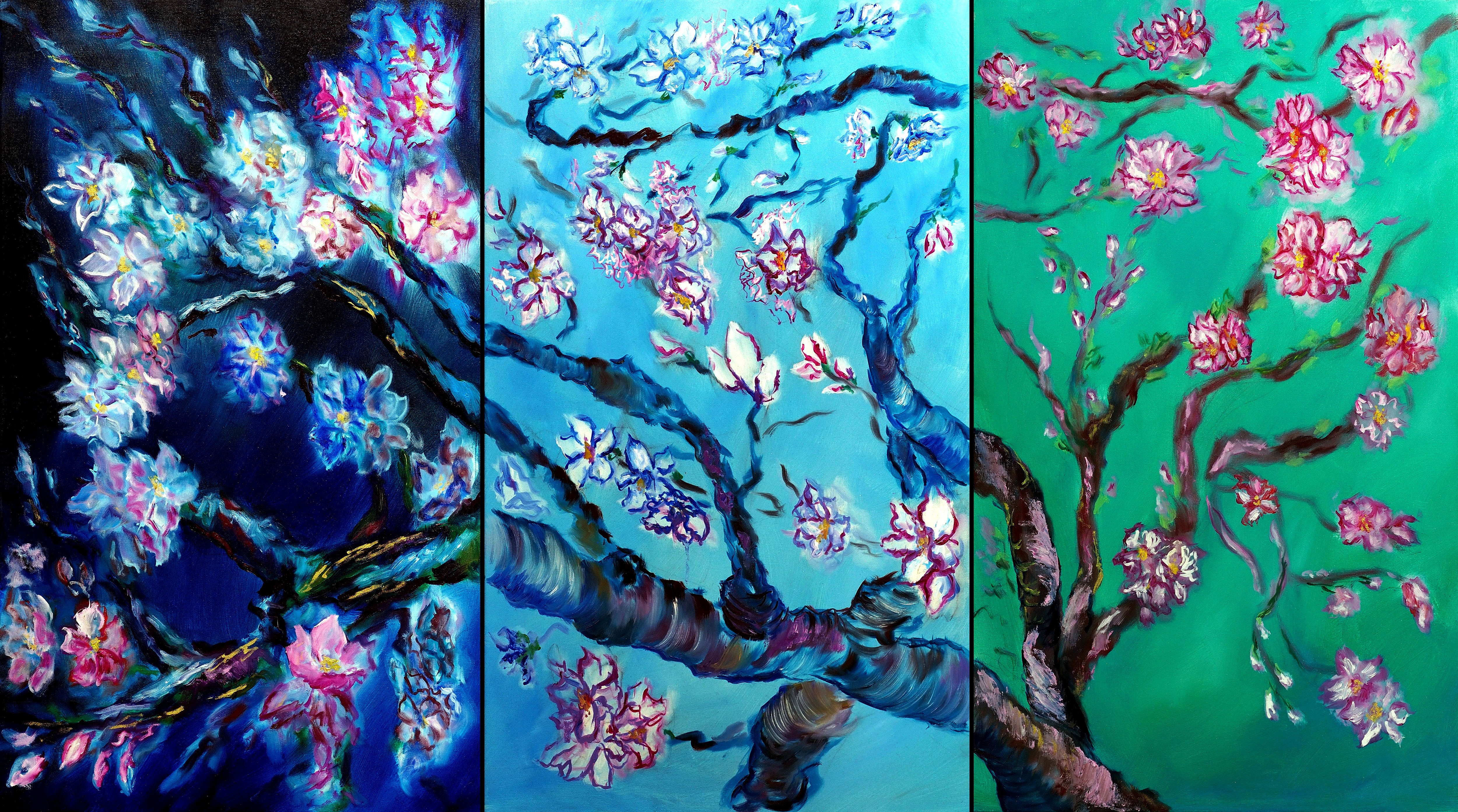 Ruslana Levandovska, Eternal Blossoms Triptych Ruslana Levandovska, Eternal Blossoms Triptych