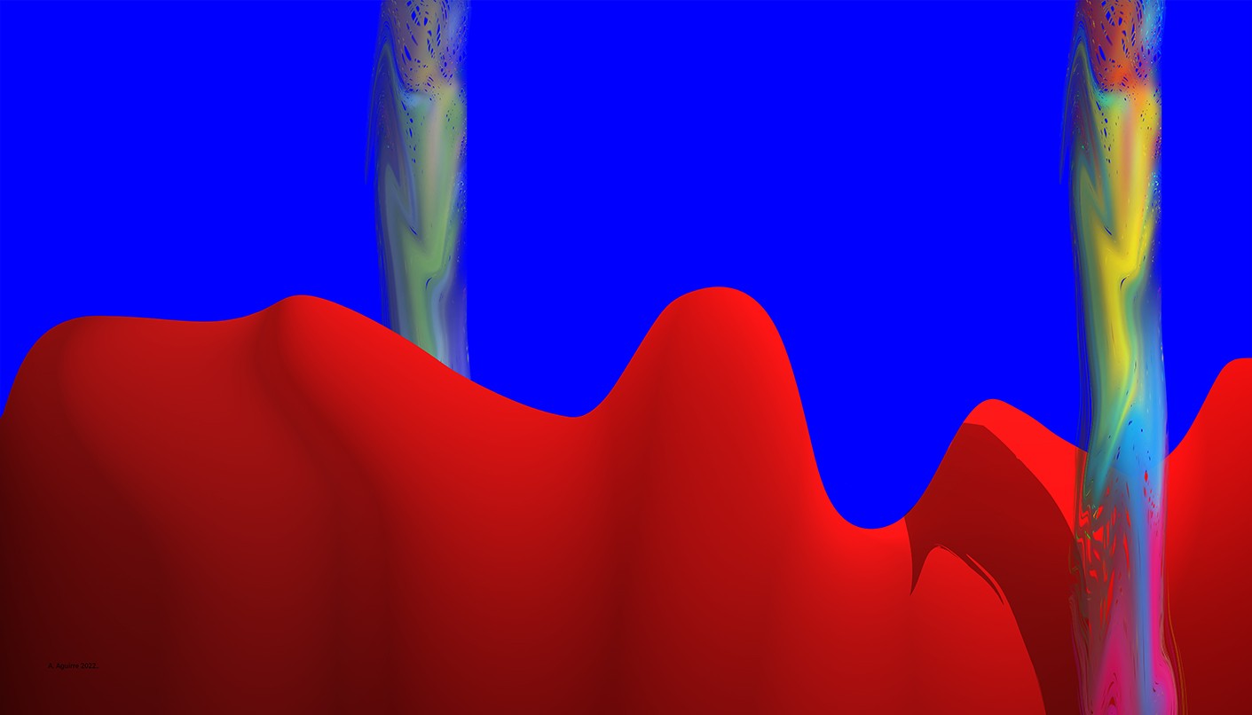 Antonio Aguirre Pacheco, Paisaje en rojo y azul Antonio Aguirre Pacheco, Paisaje en rojo y azul