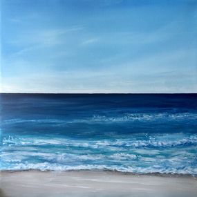 Pintura, Waves blue horizon -  Sunset, skyline, seascape, ocean turquoise waves, Nataliia Krykun