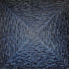 Gemälde, Grand dégradé carré bleu grisé, Jonathan Pradillon