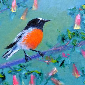 Painting, Bird on a branch, Elena Lukina