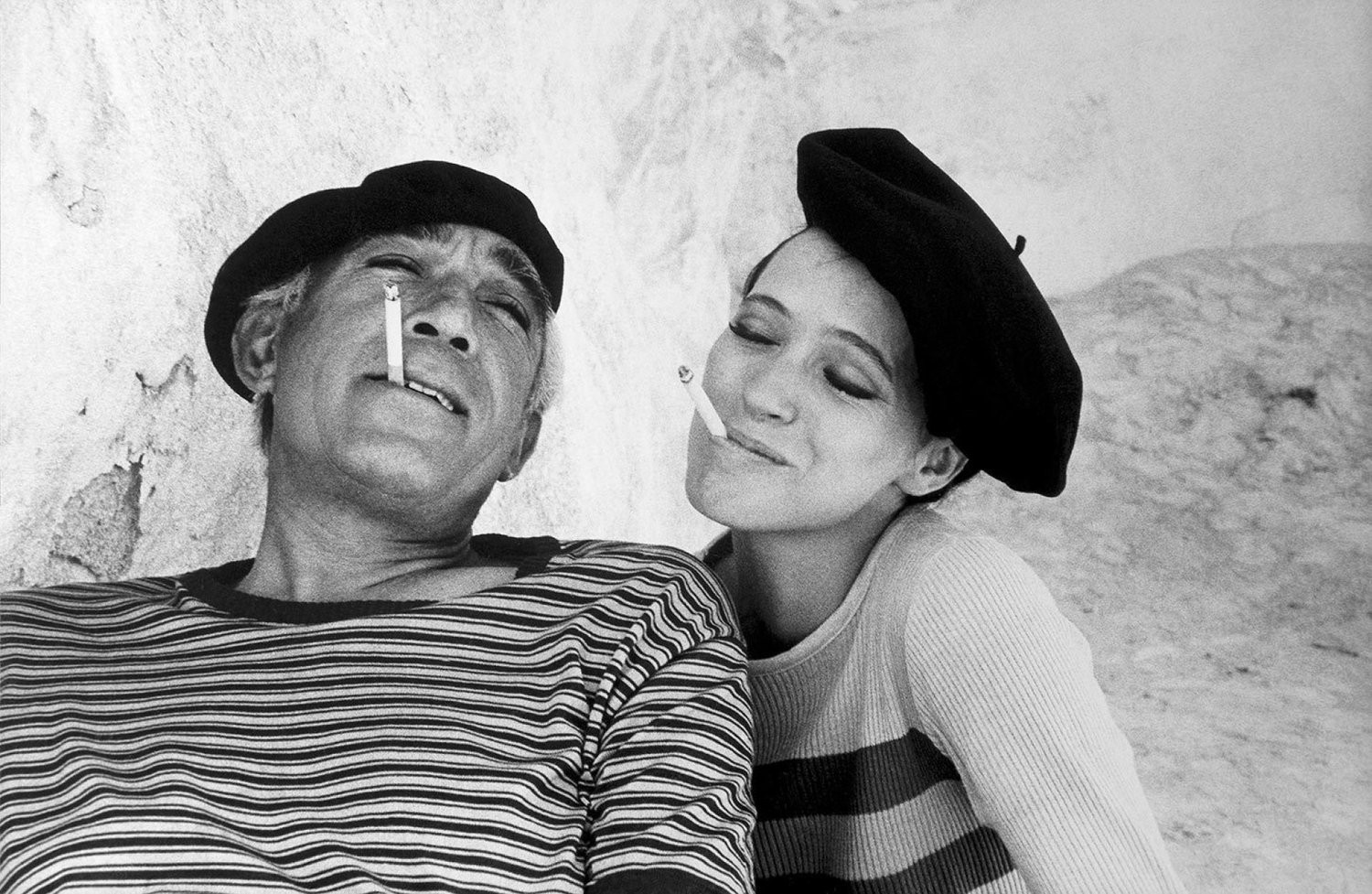 Eve Arnold, Spain. Mallorca. Anthony QUINN and Anna KARINA on the set of Guy Green's The Magus. Eve Arnold, Spain. Mallorca. Anthony QUINN and Anna KARINA on the set of Guy Green's The Magus.