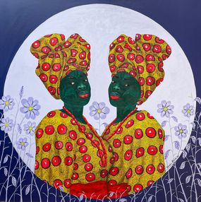 Painting, Sisters in Yellow 2, Oluwafemi Afolabi