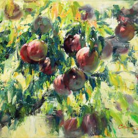 Gemälde, Apples in the garden-fruity summer landscape, Serhii Cherniakovskyi