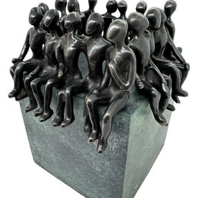 Escultura, Aux 4 coins du monde… (bloc vert marbré)... (Terre d'enfants), Olivier Messas