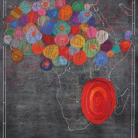 Painting, Untitled. Hand Embroidery on map, Ana Seggiaro
