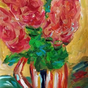 Pintura, Orange hydrangea in a vase, Natalya Mougenot