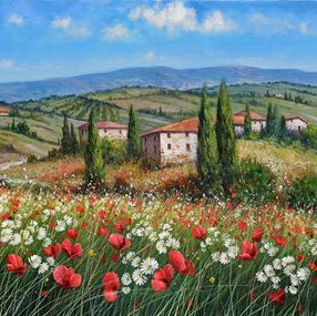 Peinture, The spring has come - Tuscany landscape painting, Raimondo Pacini