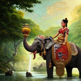 Drucke, Aus der Serie: Buddhas Lächeln: Eine Ode an die Schönheit Thailands (9), The opium smoking white elephant
