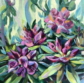 Painting, Pink blooming. Rhododendron., Momalyu Liubov Kriuchkova