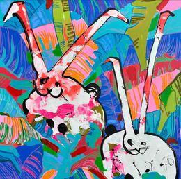 Peinture, Couple - series Bunnies, Les Panchyshyn