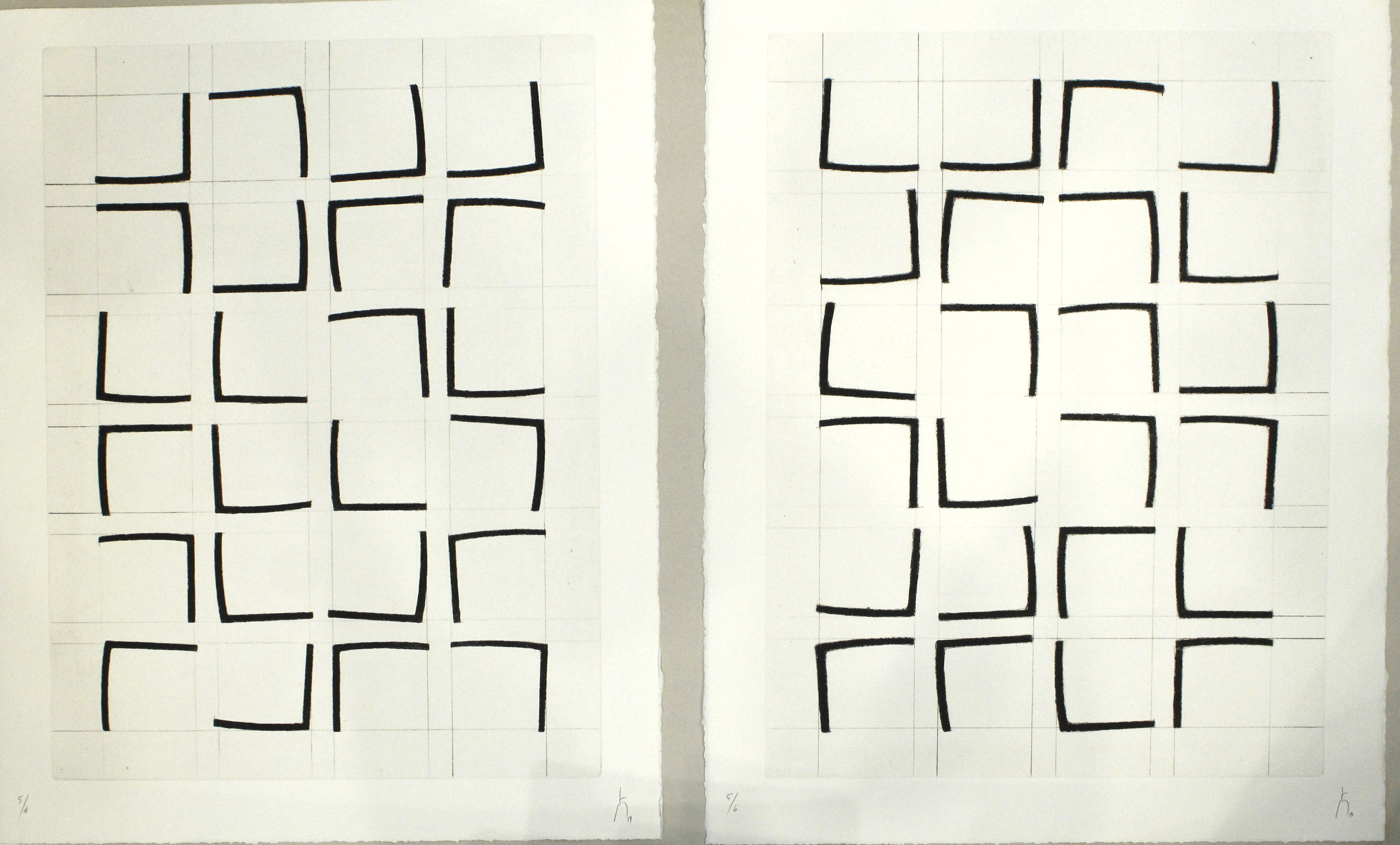 Pierre Muckensturm, Diptyque Gravures originales 196J23091 -1 et 2 , angles à entats 24 états Pierre Muckensturm, Diptyque Gravures originales 196J23091 -1 et 2 , angles à entats 24 états