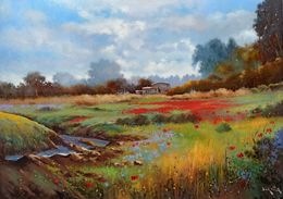 Peinture, In the countryside - Tuscany landscape painting, Andrea Borella