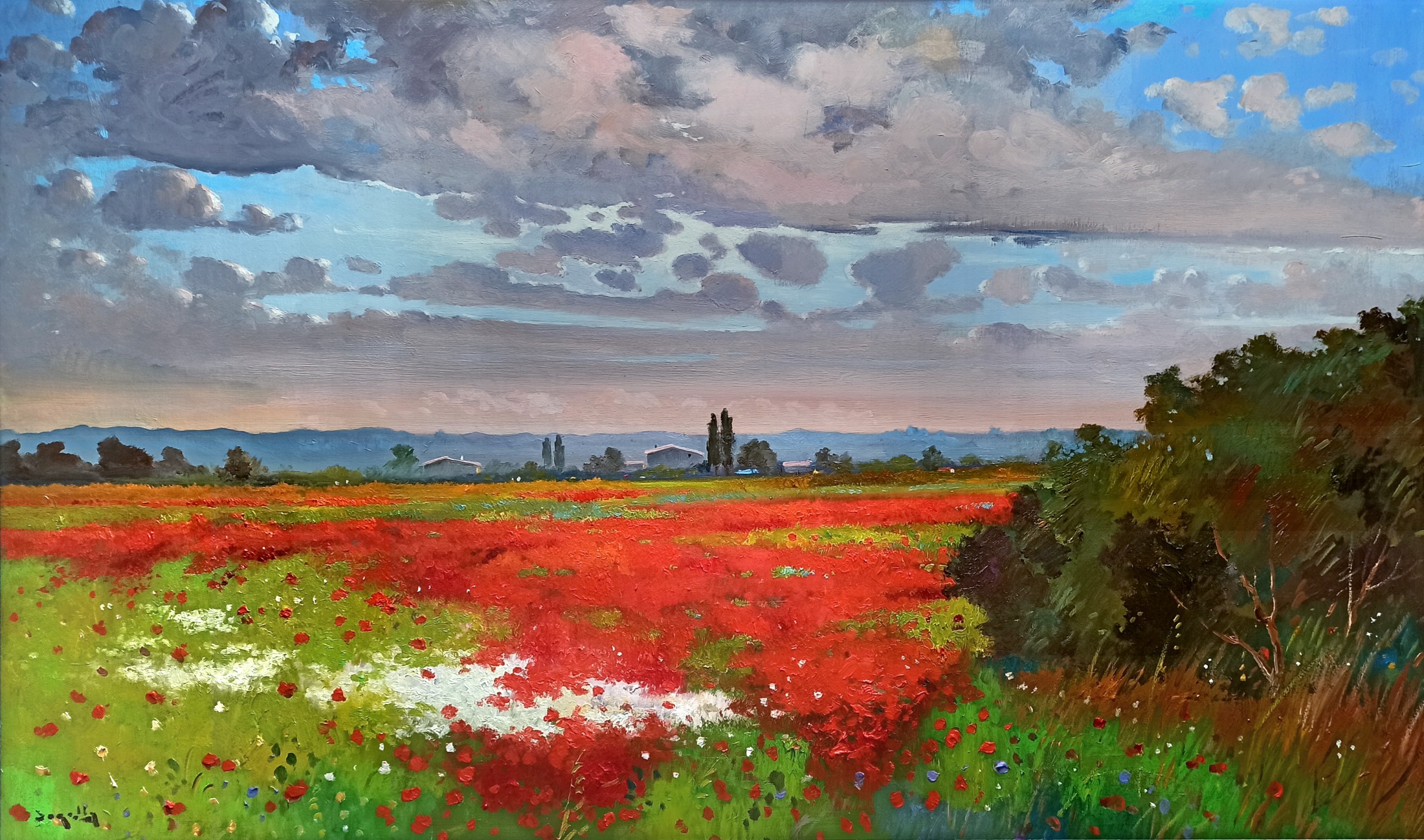 Andrea Borella, Countryside in June - Tuscany landscape painting Andrea Borella, Countryside in June - Tuscany landscape painting