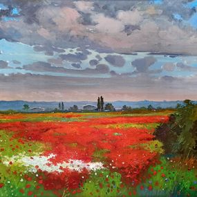 Peinture, Countryside in June - Tuscany landscape painting, Andrea Borella