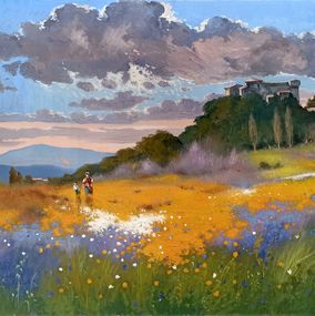 Pintura, Spring in Tuscany - Italian landscape painting, Andrea Borella