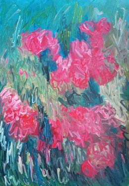 Gemälde, Primavera red flowers, Natalya Mougenot