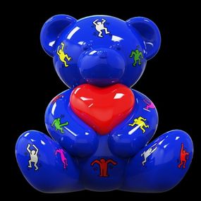 Skulpturen, GackoBear Love pop art Keith Haring Blue, André Gacko