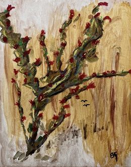 Gemälde, Red Birds and Old Ocotillo (West), Paul Scott Malone