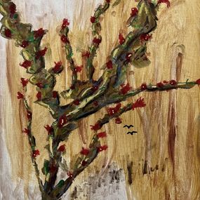 Peinture, Red Birds and Old Ocotillo (West), Paul Scott Malone