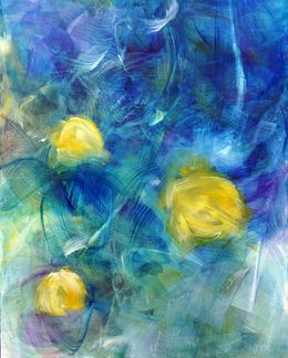 Painting, Trois boutons jaunes, Marianne Quinzin