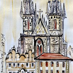 Fine Art Drawings, The Golden Dream Of Prague, Kirill Postovit