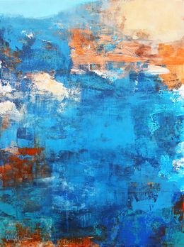 Painting, Dialogue de couleurs #1 Bleu Orange, Marianne Quinzin