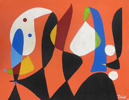 Peinture, Personajes en fondo naranja, Enrique Pichardo