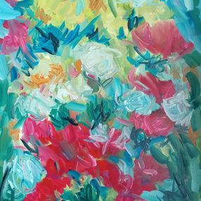 Gemälde, Wind dancing with spring flowers, Natalya Mougenot