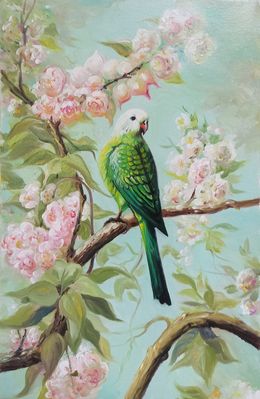 Gemälde, Floral Paradise with Parrot, Sergey Miqayelyan