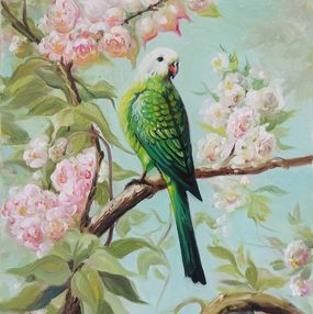 Gemälde, Floral Paradise with Parrot, Sergey Miqayelyan
