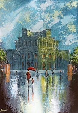 Gemälde, Rainy Day at the Opera, Aram Movsisyan