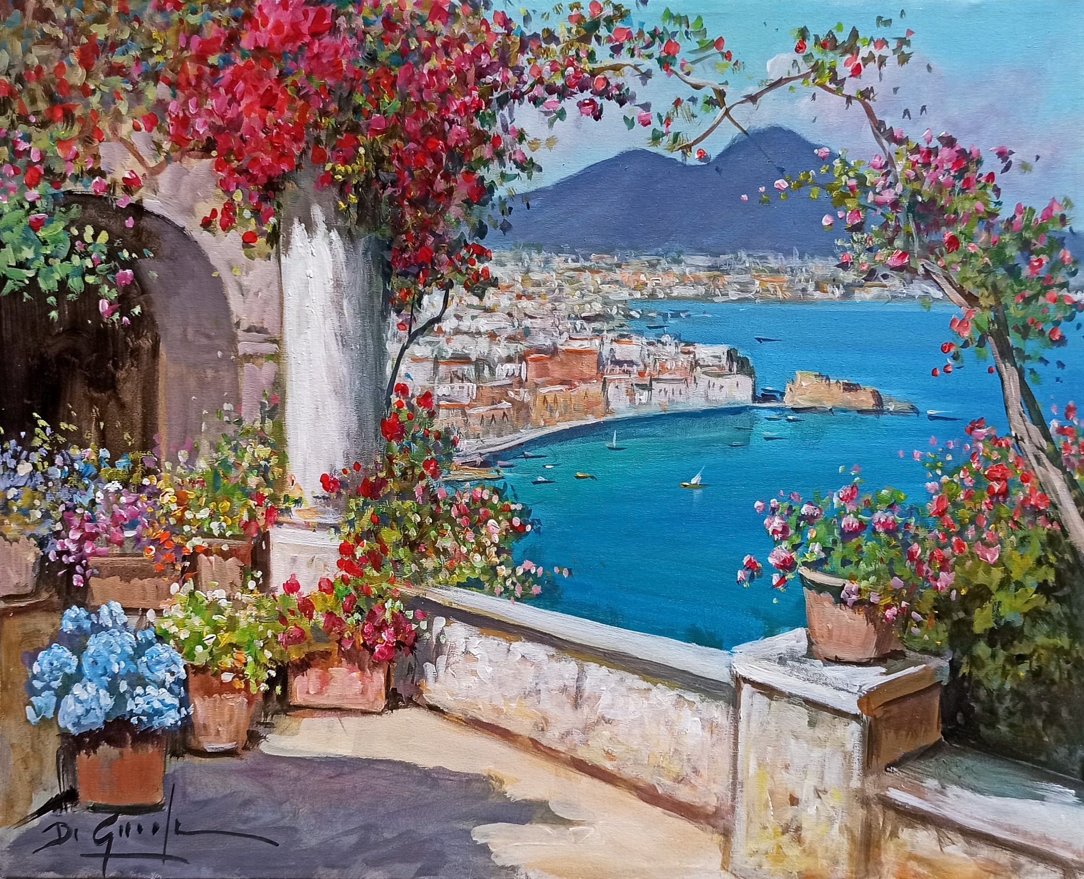 Gianni Di Guida, Window on Posillipo - Naples painting Italy Gianni Di Guida, Window on Posillipo - Naples painting Italy