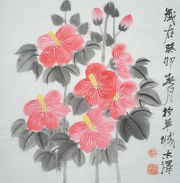 Painting, Althaea Rosea, Zhize Lv