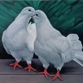 Painting, White Pigeons in Love, Tamar Nazaryan