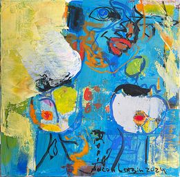 Gemälde, Blue Portrait, Aaron Labin (Grigoryan)