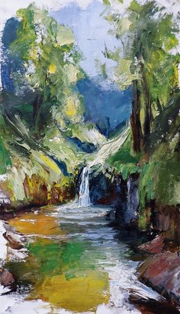 Painting, Forest Waterfall, Igor Navrotskyi