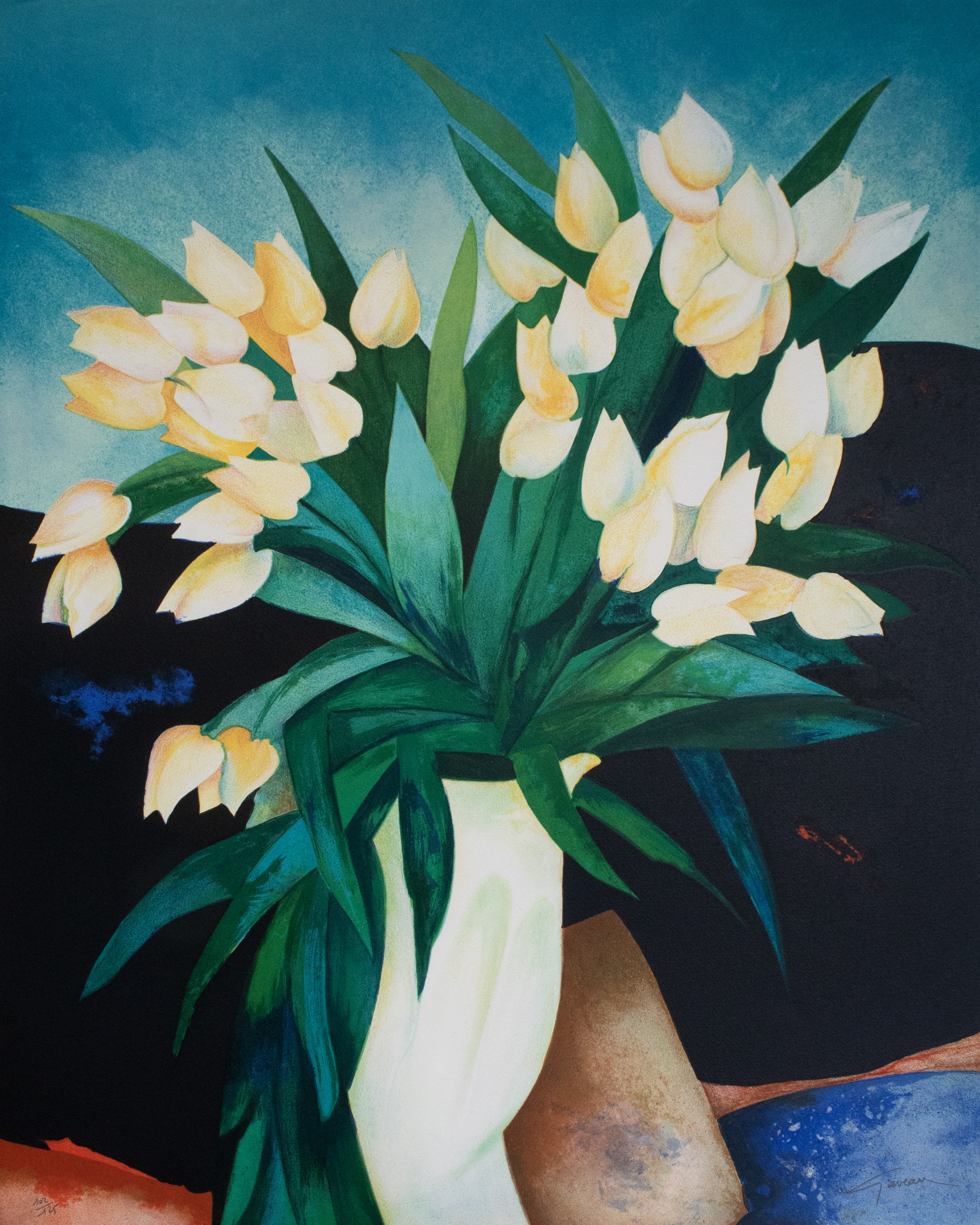 Claude Gaveau, Porcelaine blanche, lithographie originale Claude Gaveau, Porcelaine blanche, lithographie originale