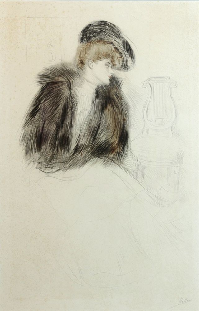 Paul César Helleu, Elegante assisse pres d'une chaise lyre Paul César Helleu, Elegante assisse pres d'une chaise lyre