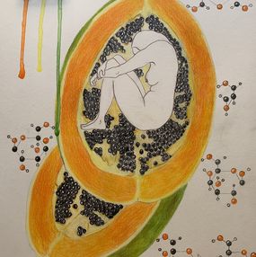 Fine Art Drawings, Papaya Republic. Drawings From the covid diaries series, Megha Joshi